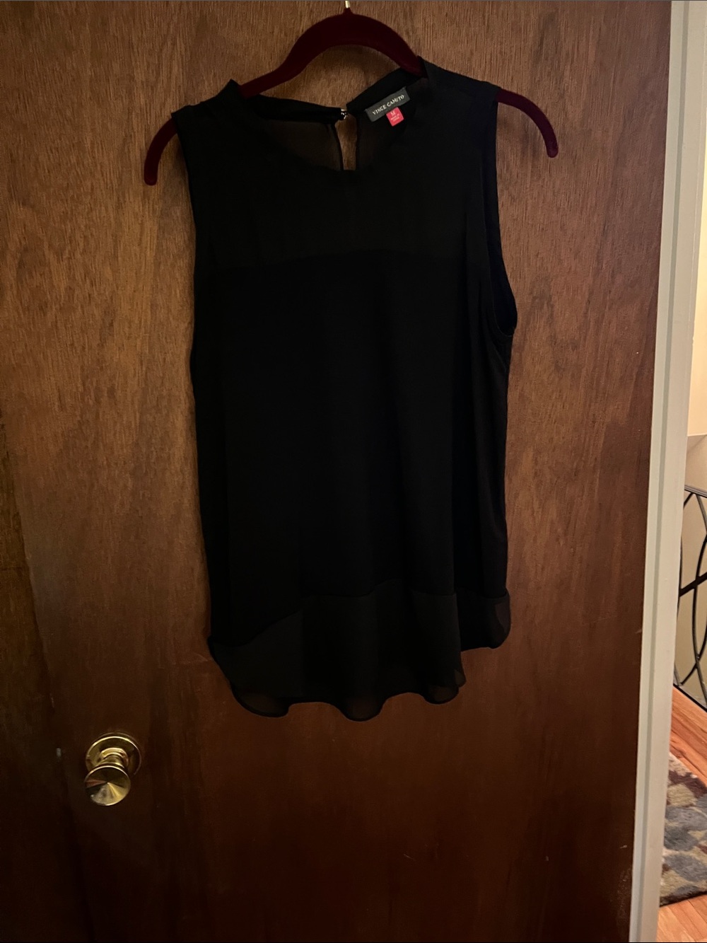 Vince Camuto  Black Sleeveless Layered Chiffon Camisole M